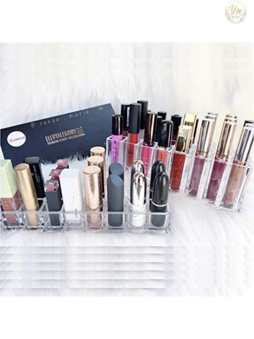 Acrylic Lipstick & Lip Gloss Organizer 48 Space Crystal Clear Cosmetic Storage